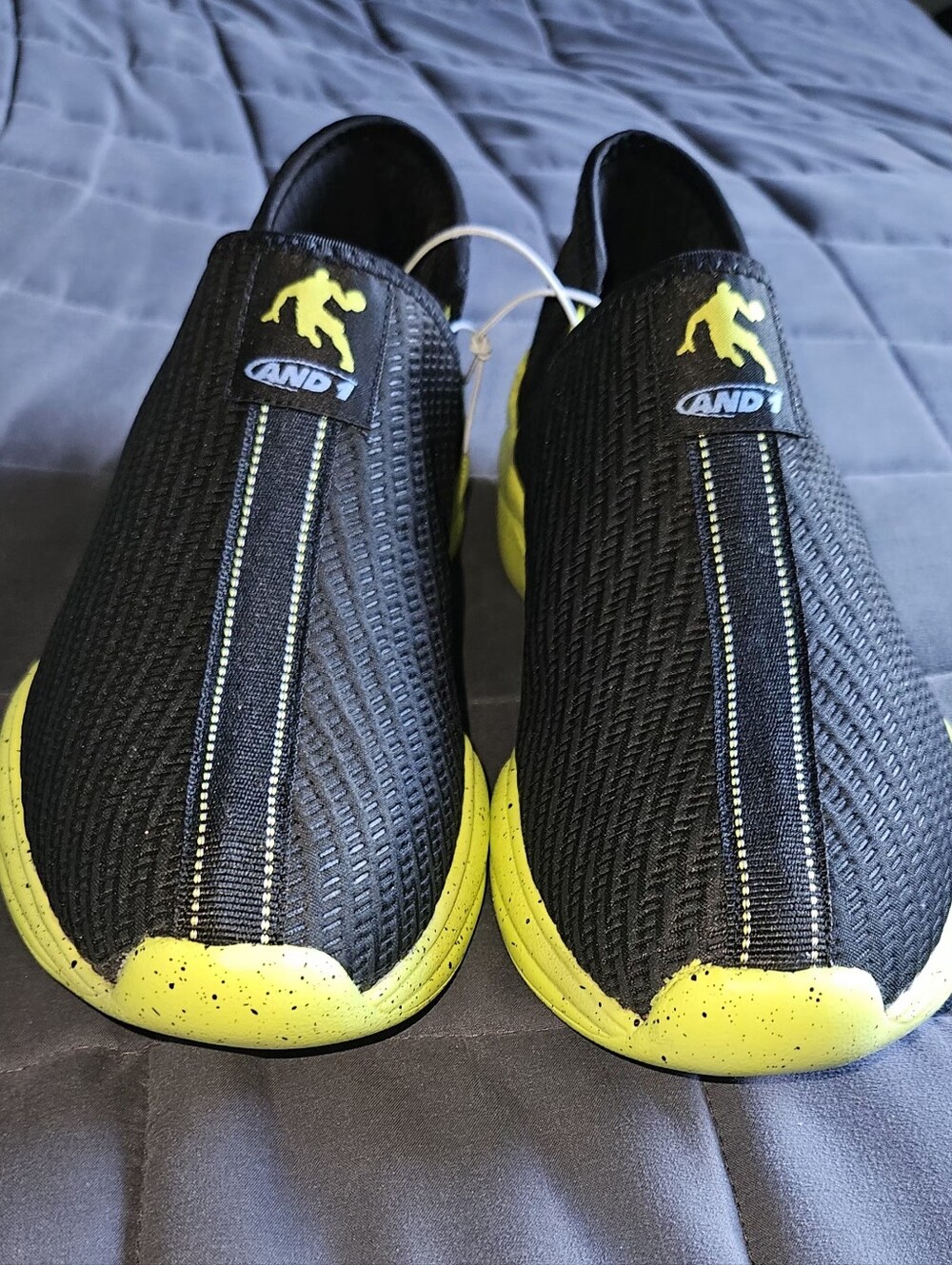 And1 Black Neon Yellow Slip-on Sneakers 8.5